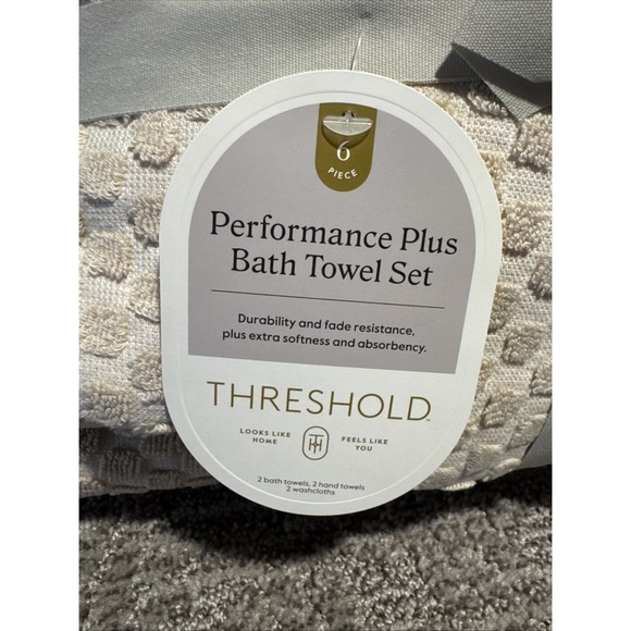 Threshold Performance Plus Textured Dot Bath Towel Set Khaki 6pc BRAND NEW W TAG - Picture 6 of 8